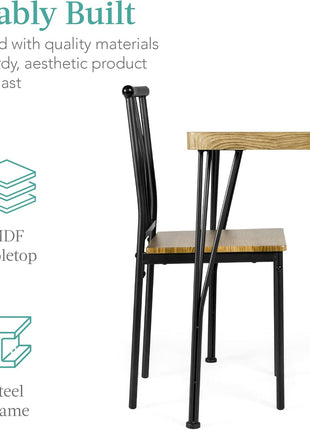 5-Piece Contemporary Rectangular Dining Table Set with Metal and Wood Finish for Kitchen and Dining Room, Featuring 4 Chairs - Brown