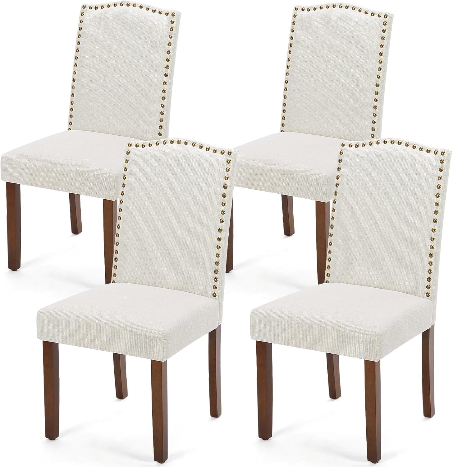 Dining Chairs Set of 2, Moden Kitchen Table Chairs with Wooden Legs and Padded Seat for Dining Room Kitchen Living Room Restaurant, Beige