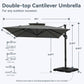 12X9 Ft Cantilever Patio Umbrella with Base Included, Rectangle Offset Outdoor Umbrellas with 360° Rotation, 5-Year-Non-Fading Hanging Pool Umbrella for Garden Deck Poolside - Grey