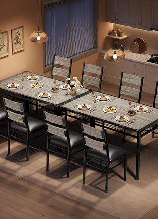 4-Piece Rustic Gray Wood Dining Table Set with Upholstered Chairs for Small Spaces and Apartments