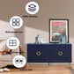 Modern Lacquered 4 Door Wooden Cabinet Sideboard Buffet Server Cabinet Storage Cabinet, for Living Room, Entryway, Hallway, Office, Kitchen and Dining Room, Navy Blue, Cabinets