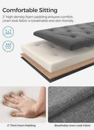 Dark Gray Storage Ottoman Bench with Legs - Multi-Functional Foot Rest and Storage Chest, 15.7 x 43.3 x 15.7 Inches, Supports up to 660 lbs, Perfect for Living Room, Bedroom, and Entryway, Model ULSF088G01
