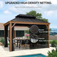 10' X 12' Outdoor Hardtop Gazebo for Patio Galvanized Steel Double Roof Permanent Canopy Teak Finish Coated Aluminum Frame Pavilion Gazebo with Netting