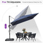 9 Feet Patio Umbrella Outdoor Cantilever Square Umbrella Aluminum Offset Umbrella with 360-Degree Rotation for Garden Deck Pool Patio, Navy Blue