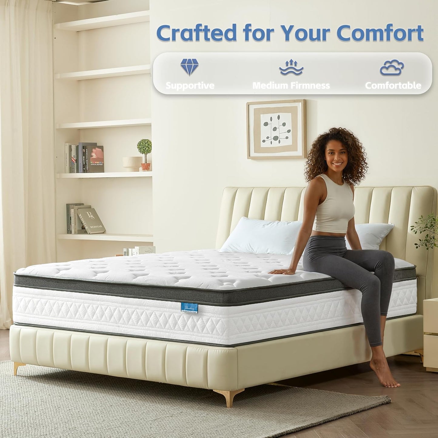 Full Size Mattress, 10 Inch Cooling Hybrid Full Mattress in a Box, Medium Firm with Gel Memory Foam & Pocket Coils, Motion Isolation, Pressure Relief, Certipur-Us