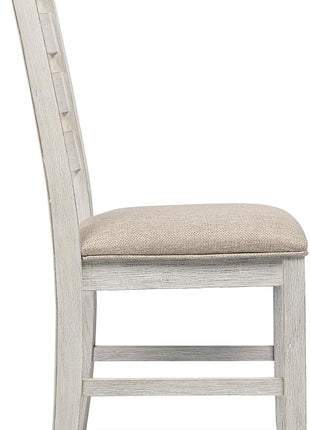Signature Design by Ashley Skempton Modern Farmhouse Dining Room Chairs, Set of 2, Ladderback Wood Construction, Dimensions: 17.75" W x 21.5" D x 38.63" H, White and Light Brown Finish