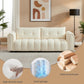 91.5" Mid-Century Modern Cloud Sofs, Comfy Boucle Couch with Rolled rms nd Soft Pillows, Upholstered Sherp Loveset Sofs for Living Room, prtment, Home Office, Crem White