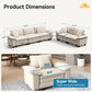 Sofa and Loveseat Set, Oversized Chenille Modular Love Seat and 3-Seat Couch with Pillows, 2 Piece Modern Cloud Sectional Deep Seat Sofa Furniture Set for Living Room, Beige