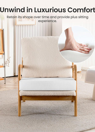 Mid-Century Modern Accent Chair - 23” Wide Comfortable Lounge Chair for Living Room and Bedroom with Detachable Cover and 5.5" Foam Cushion