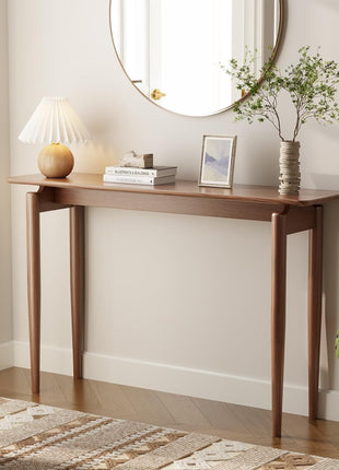 Walnut Wood Slim Console Table for Entryway and Living Room (47.2 inches)