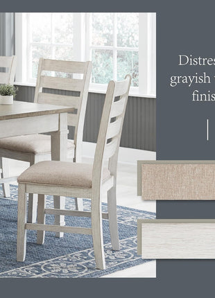 Signature Design by Ashley Skempton Modern Farmhouse Dining Room Chairs, Set of 2, Ladderback Wood Construction, Dimensions: 17.75" W x 21.5" D x 38.63" H, White and Light Brown Finish