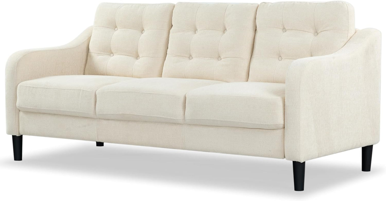 Couture Furniture Collection Nathaniel Cream Tufted 3-Seater Sofa