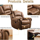 Leather Recliner Chair, Classic and Traditional Manual Recliner Chair with Comfortable Arms and Back Single Sofa for Living Room, Nut Brown