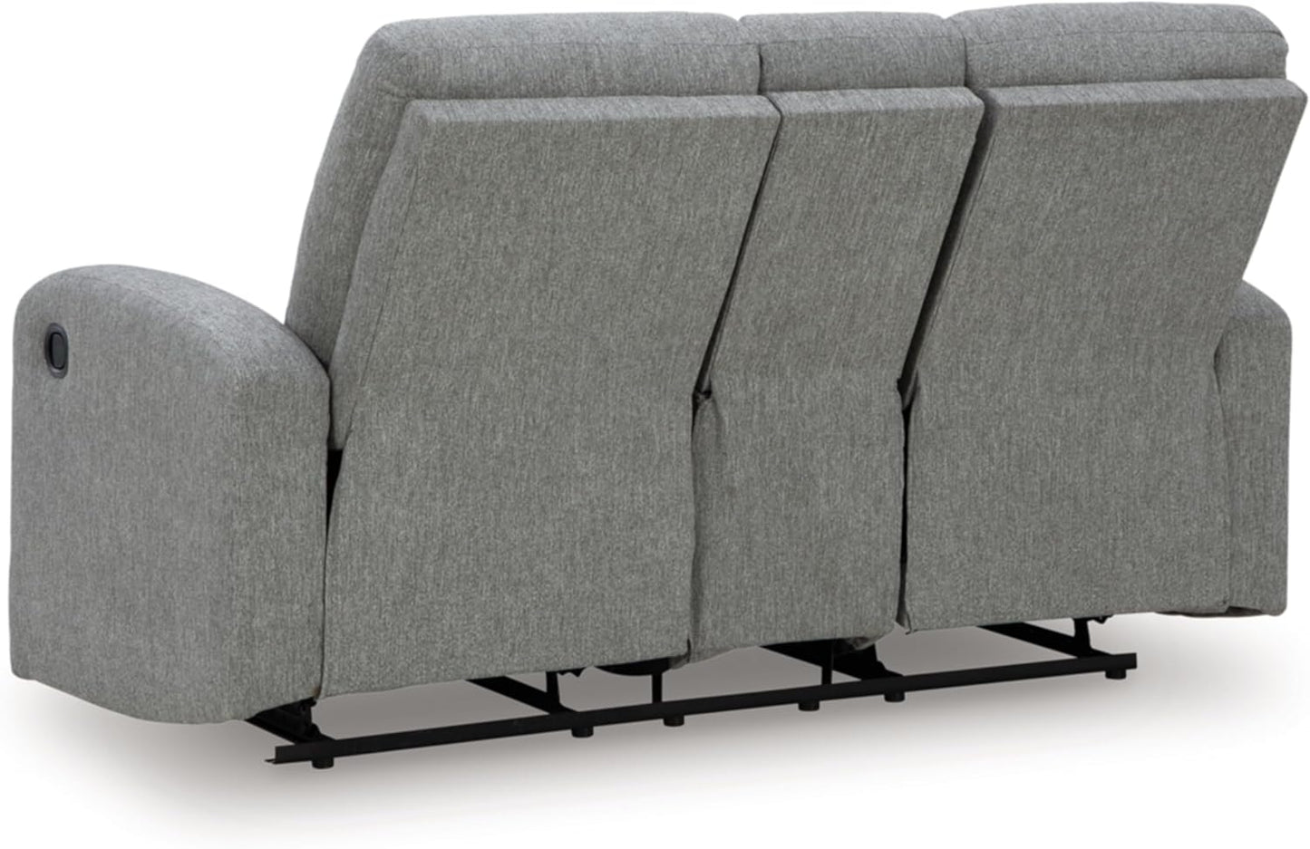 Carrigan Lane Classic Manual Pull Tab Dual Sided Reclining Loveseat with Console and Storage, Gray