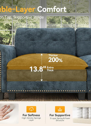 Elevate Your Living Space with the Elegant 116.1" L-Shaped Modular Cloud Couch - Ultimate Comfort with Mid-Century Modern Design, Nailhead Trim, and Plush Throw Pillows