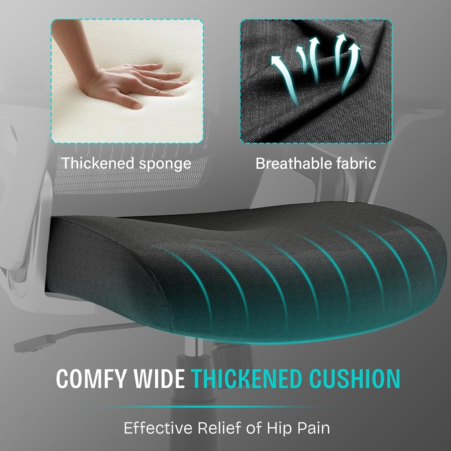 Office Chair, Ergonomic Computer Desk Chair, Sturdy Executive Task Chair - Adjustable Lumbar Support, Flip-Up Arms, Tilt Function, Comfy Wide Seat, Swivel Mesh Home Office Desk Chairs (Black)