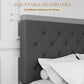 Upholstered Queen Size Platform Bed Frame with 4 Storage Drawers, Adjustable Headboard with Diamond Stitched Button Tufted Design, Wooden Slat Support, No Box Spring Needed, Dark Grey