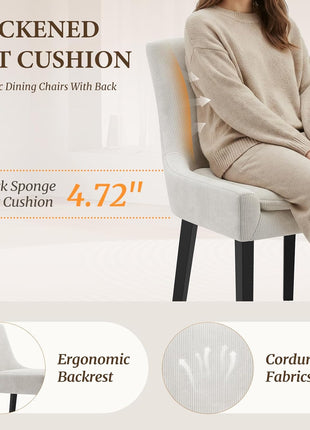 Set of 4 Upholstered Dining Chairs with Mid Back and Wooden Legs, Modern Accent Side Chairs for Living Room and Dining Room - Beige