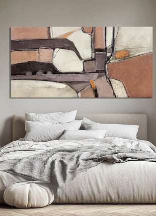 Large Framed Grey Abstract Canvas Art for Living Room, Bedroom, and Office - 24" x 48
