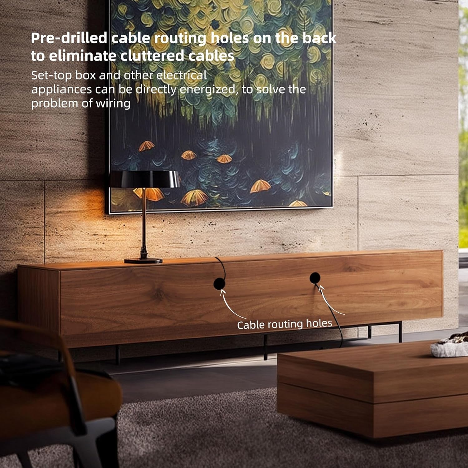 Mid Century Modern TV Stand with 4 Doors, 94.48 Inch Wide Entertainment Center TV Console for Living Room Bedroom, Media Console TV Cabinet with Storage Walnut