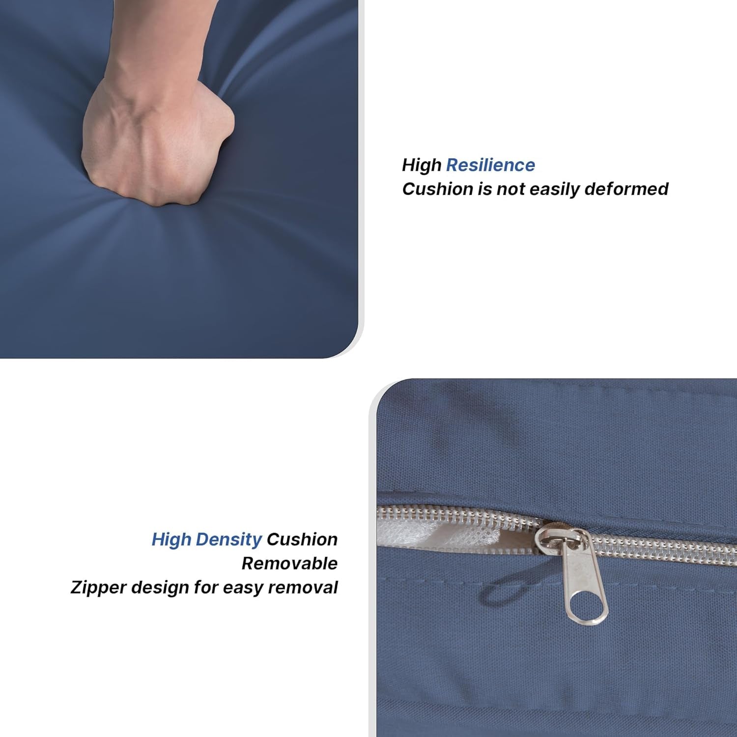 4-Piece Outdoor Patio Furniture Set, Wicker Rattan Chairs & Sofa with Cushions and Glass Coffee Table, Conversation Set for Backyard, Lawn, Porch, Pool, Garden (Navy-2)