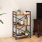 Bookshelf, 3 Tier Industrial Bookcase, Metal Small Bookcase, Rustic Etagere Book Shelf Storage Organizer for Living Room, Bedroom, and Home Office(Rustic Brown) Patent Pending D29873033