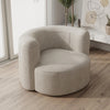 Luxury Modern Tight Curved Back Velvet Sofa, Minimalist Style Comfy Couch for Living Room Apartment Reception Space, Cream Single Chair