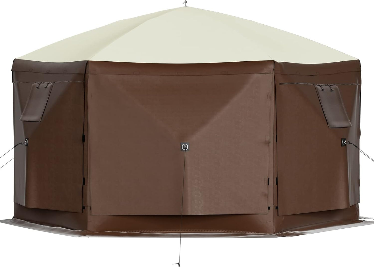 Pop up Gazebo Screen Tent, Pop-Up Instant Gazebo Tents with Mosquito Netting Outdoor Canopy, 6 Sided Sun Shelter 10X10Ft with 6 Removable Wind Cloths & 2 Mesh Windows, Pavilion Tent for Patio