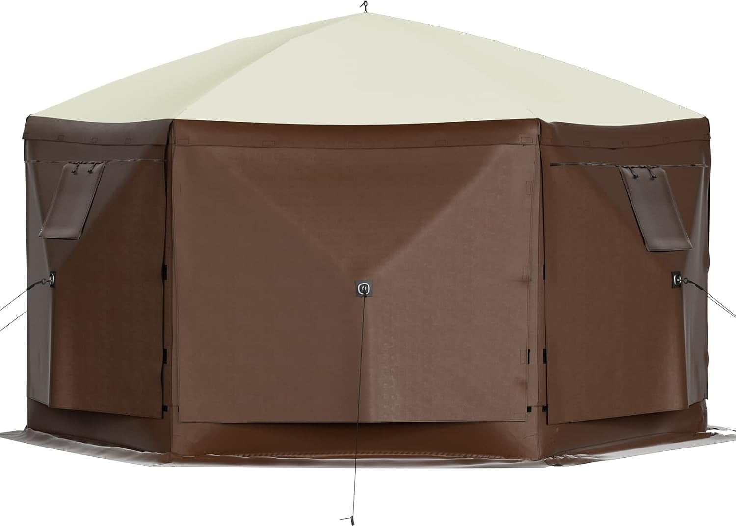 Pop up Gazebo Screen Tent, Pop-Up Instant Gazebo Tents with Mosquito Netting Outdoor Canopy, 6 Sided Sun Shelter 10X10Ft with 6 Removable Wind Cloths & 2 Mesh Windows, Pavilion Tent for Patio