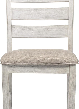 Signature Design by Ashley Skempton Modern Farmhouse Dining Room Chairs, Set of 2, Ladderback Wood Construction, Dimensions: 17.75" W x 21.5" D x 38.63" H, White and Light Brown Finish