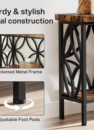 70.9-Inch Industrial Narrow Console Table with Storage for Entryway and Living Room in Rustic Brown Finish