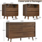 Dresser and Nightstand Sets 3 Piece, 6 Drawer Dresser for Bedroom and Nightstands Set of 2, Wood Chest of Drawers Night Stand Mid Century Modern Bedroom Furniture Set, Walnut
