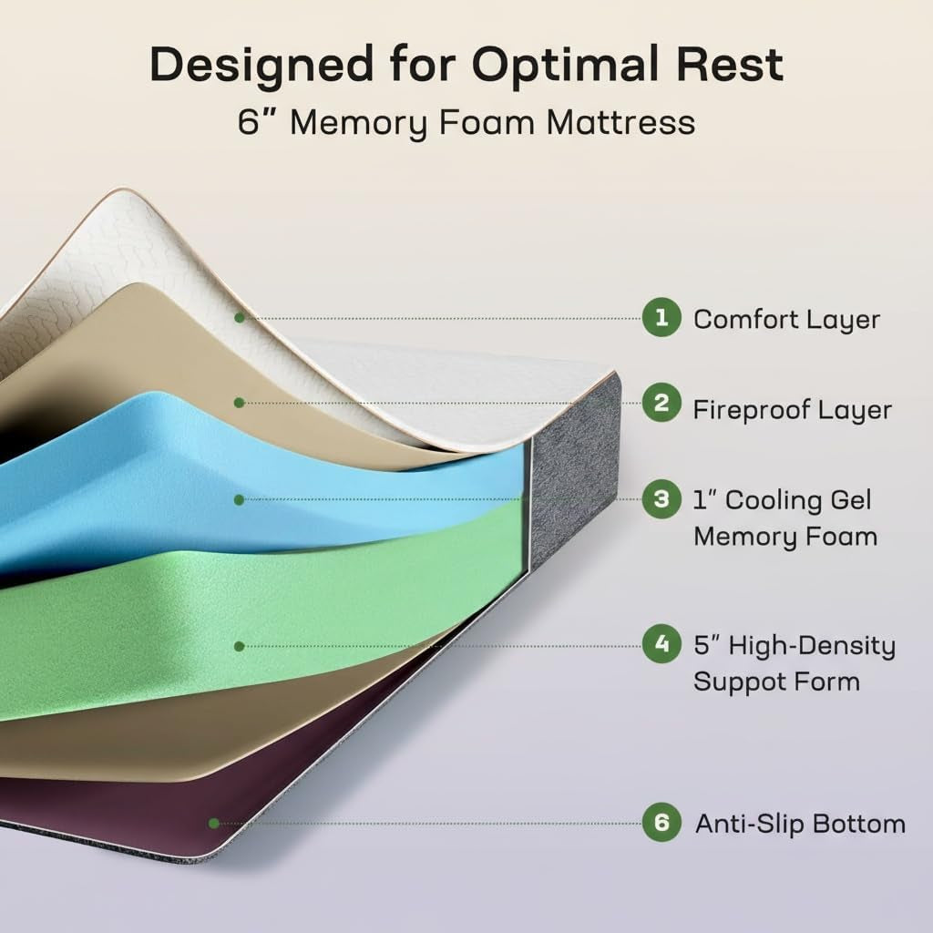 Twin Size Bed Frame and Mattress Set with Adjustable Upholstered Headboard and 10-Inch Gel Memory Foam, Sturdy and Durable with 12 Support Legs, Breathable Cooling, Easy Assembly, Dark Gray