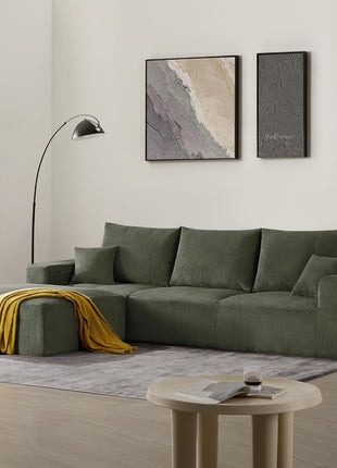 40-Inch Oversized Square Corduroy Ottoman Pouf - Plush Foam-Filled Footrest, Versatile Large Ottoman for Living Room, Sofa, Couch, and Bedroom, Green (Single Unit)