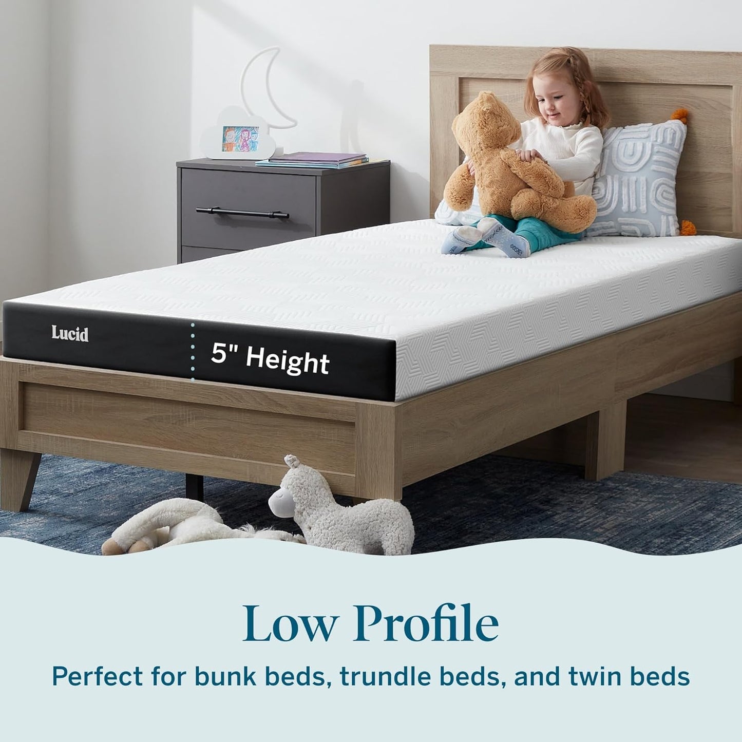 5 Inch Memory Foam Mattress – Low Profile - Firm Feel - Infused with Bamboo Charcoal and Gel - Bed in a Box - Temperature Regulating - Breathable - Twin Size