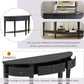 Half-Moon Console Table, Retro Sofa Table with 3 Storage Drawers and Shelf, Solid Wood Side Table for Entryway Living Room Bedroom, Black
