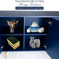 Modern Sideboard Buffet Cabinet with Storage, 47'' Navy Blue Credenza Gold Handles with 3 Doors and 1 Drawers, Wooden Kitchen Coffee Bar Cabinet for Living Room Farmhouse, Hallway