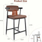 Bar Stools Set of 4 with Armrests, Counter Height Bar Stools Set with Footrest & Soft Back, Metal Barstools Set with Wide Upholstered Seat for Kitchen Islands, Counter Bars, Rustic Brown