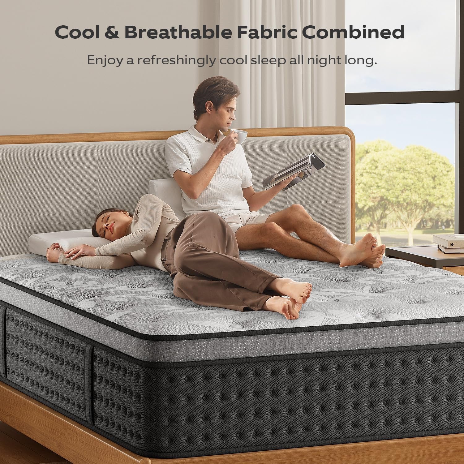 Full Mattress,12 Inch Hybrid Mattress with Gel Memory Foam, Individually Pocket Innerspring Top Mattresses,5 Coils Strong Edge Support, Used for Motion Isolation,100 Night Trial.