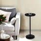 Drink Table, Carved Table Top Martini Table, Small Side Table, Weighted Base Pedestal Table for Living Room, Bedroom, Modern, Black