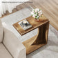 C-Shaped End Table for Couch, Sofa Side Table, C Table for Small Space, Living Room, Bedroom (1, Rustic Brown)