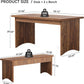 55" Dining Table with 2 Benches, Dining Table Set for 4-6 People, Farmhouse Kitchen Table with Bench, Dining Room Table Set
