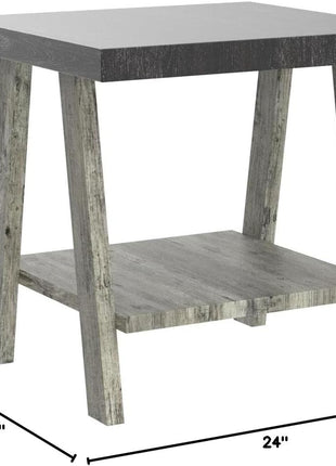 Athens Modern End Table with Wood Shelf in Weathered Walnut and Gray Finish