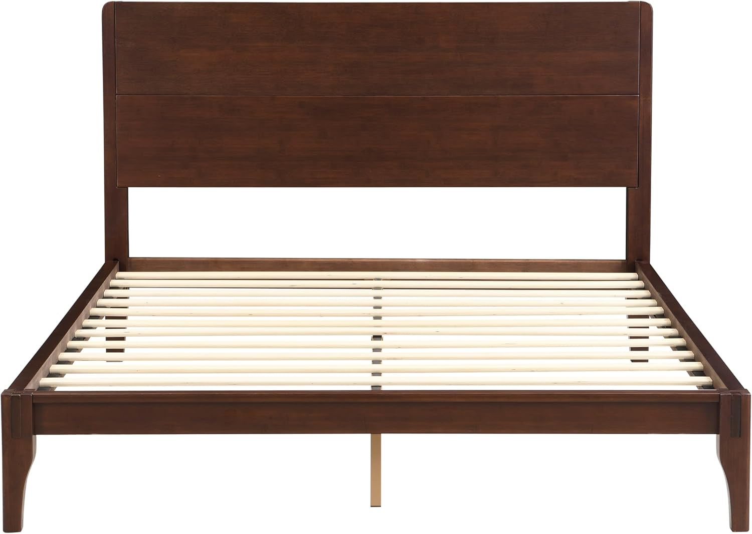 Full Size Bamboo Platform Bed, Mid-Century Modern Bed Frame with Tall Headboard, Solid Sustainable Bedframe Full-Size, Wood Slat Support, No Box Spring Needed, Easy Assembly, Espresso