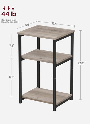 Greige and Classic Black Side Table - Multifunctional End Table and Nightstand for Living Room, Bedroom, Office, and Bathroom - Model ULET273B02