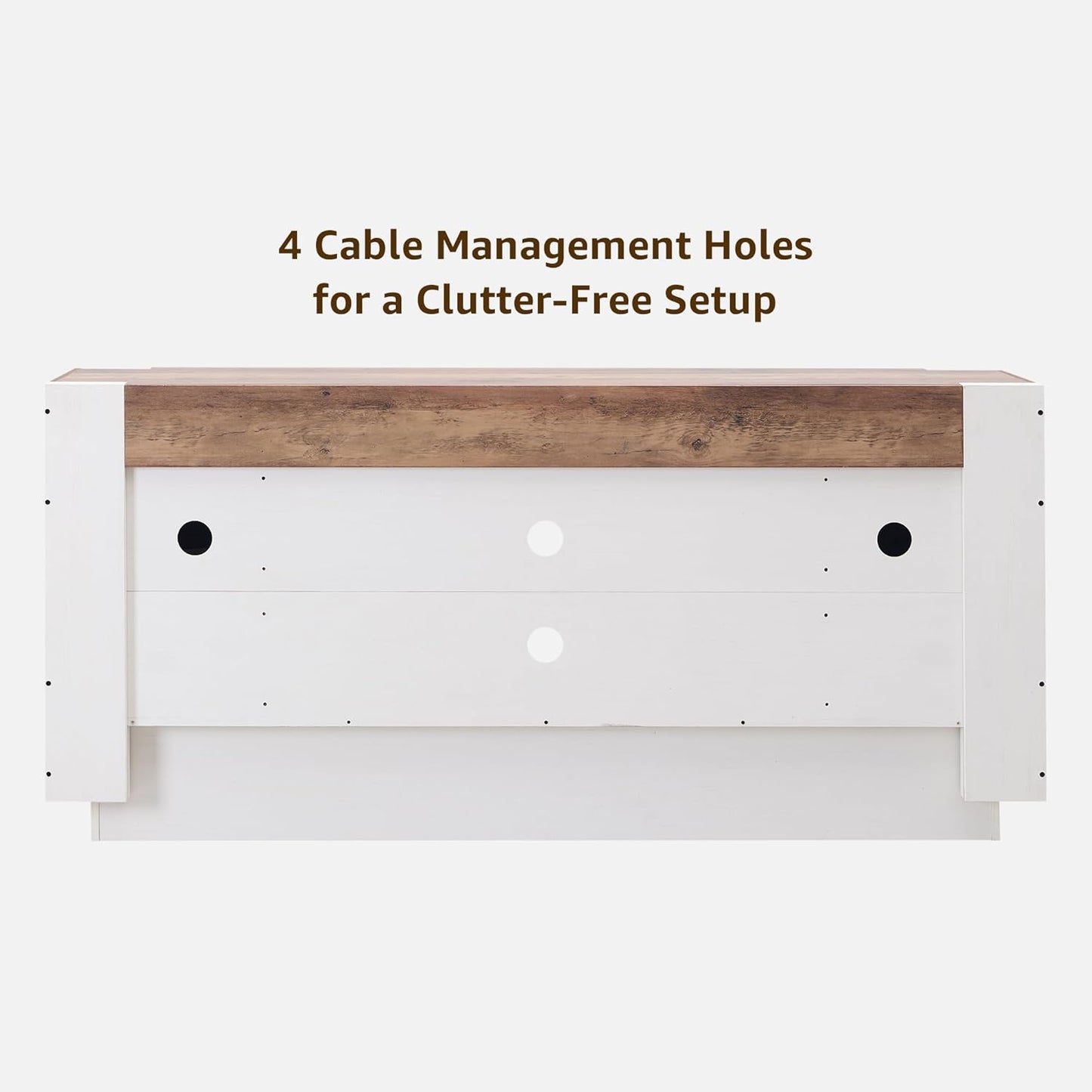 Modern 70" TV Stand, Entertainment Center for Tvs up to 80", Media Console with Large Open Storage & Side Cabinets, Thick Wood Design for Living Room, Antique White