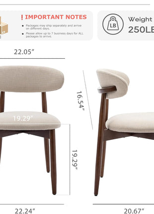 Set of 6 Contemporary Upholstered Wooden Dining Chairs with Foot Pegs in Beige for Farmhouse Kitchens