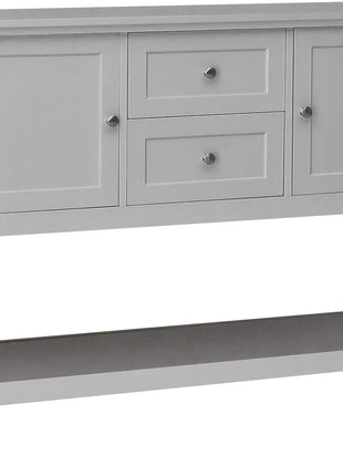 Grey Wood Buffet Sideboard with Storage Shelves, Drawers, and Cabinets for Living, Kitchen, and Dining Areas
