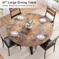 Round Dining Table for 4,Kitchen Dining Room Circle Dinner Pedestal Table,Space Saving Wood Kitchen & Dining Room Furniture (Vintage, 47In)