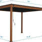111S Takasho Louvered Pergola 10X13 Wood Grain Outdoor Aluminum Pergola with Adjustable Rainproof Roof Full Aluminum Frame Ideal for Outdoor Deck Garden Patio Durable, Cherry Oak